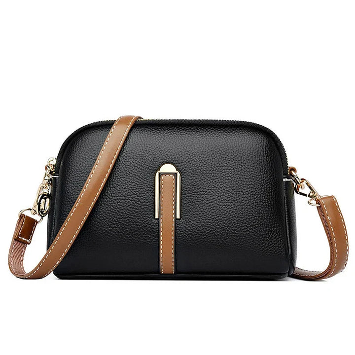 Borsa a tracolla da donna in vera pelle, interno ben organizzato, design elegante. Accessorio pratico.