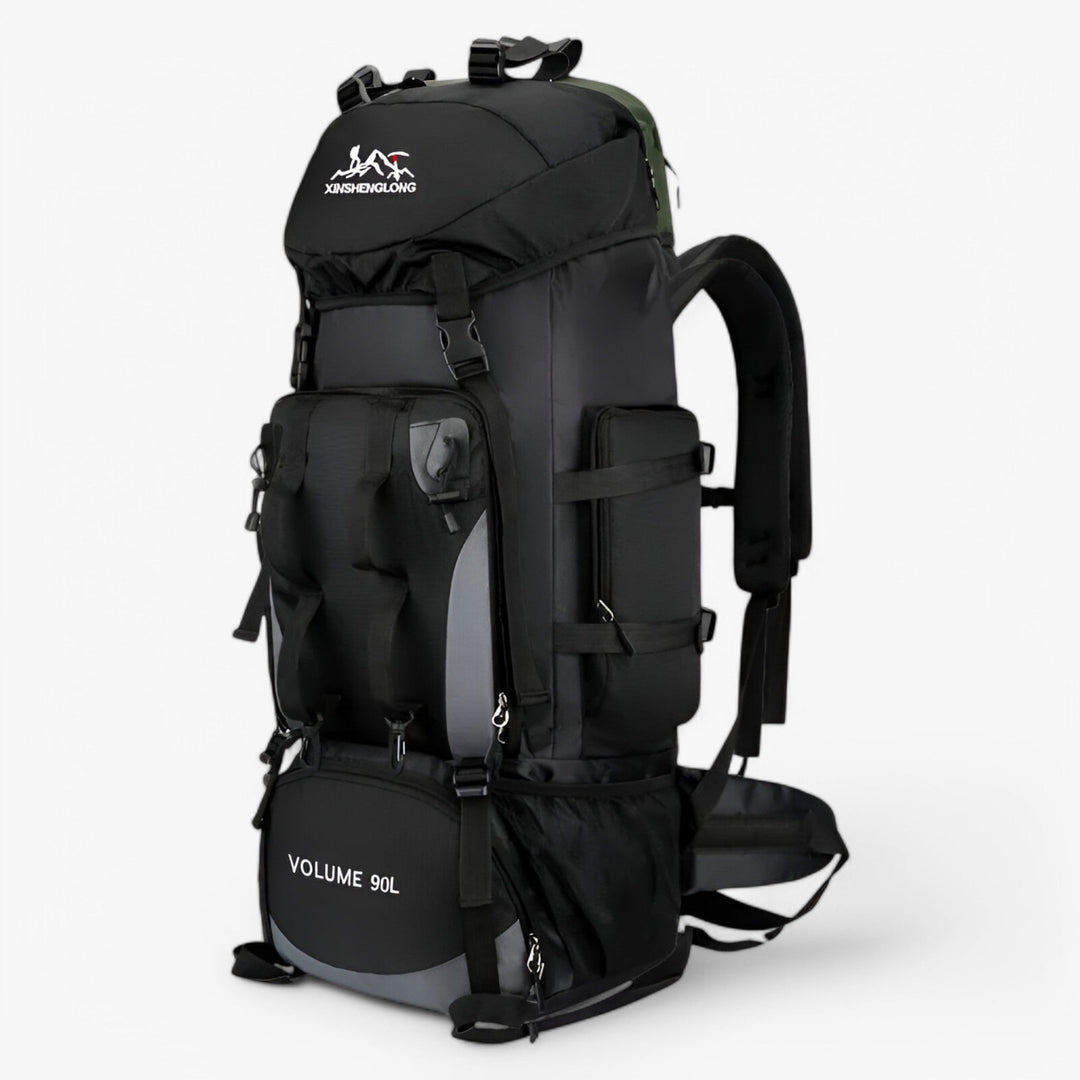 Zaino da trekking unisex 40L, blu navy, versatile per escursioni, viaggi e attività outdoor, design sportivo.