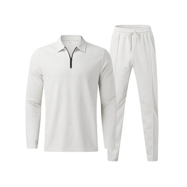 Completo uomo casual, tuta coordinata per il tempo libero, abbigliamento alla moda e comodo.