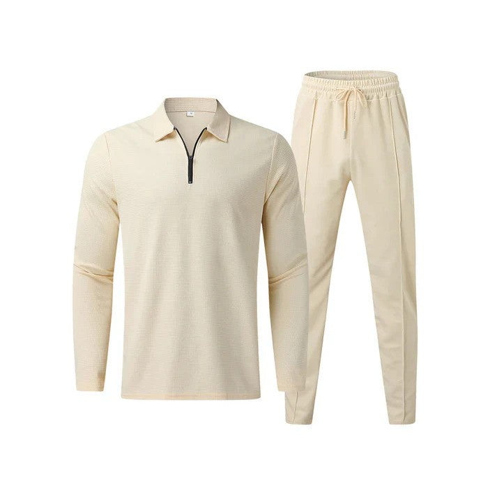 Tuta uomo athleisure comoda, set coordinato ideale per il tempo libero e abbigliamento casual quotidiano.