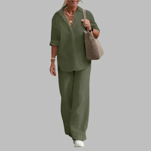 Abbigliamento estivo due pezzi donna, leggero e comodo, perfetto per le giornate calde.