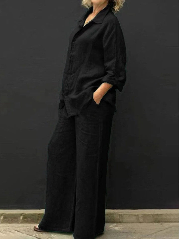 Elegante completo da donna invernale due pezzi, sartoriale, versatile per ufficio e occasioni formali.