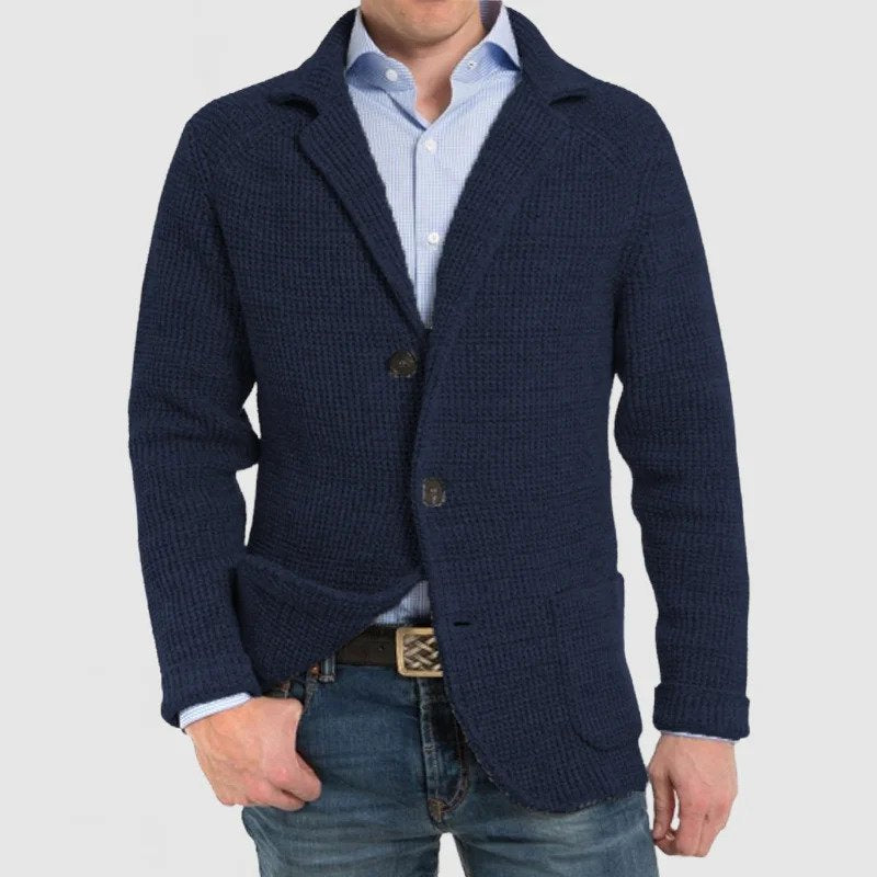 Blazer nero da uomo, classico ed elegante, con maniche lunghe, perfetto per l'ufficio o eventi serali.