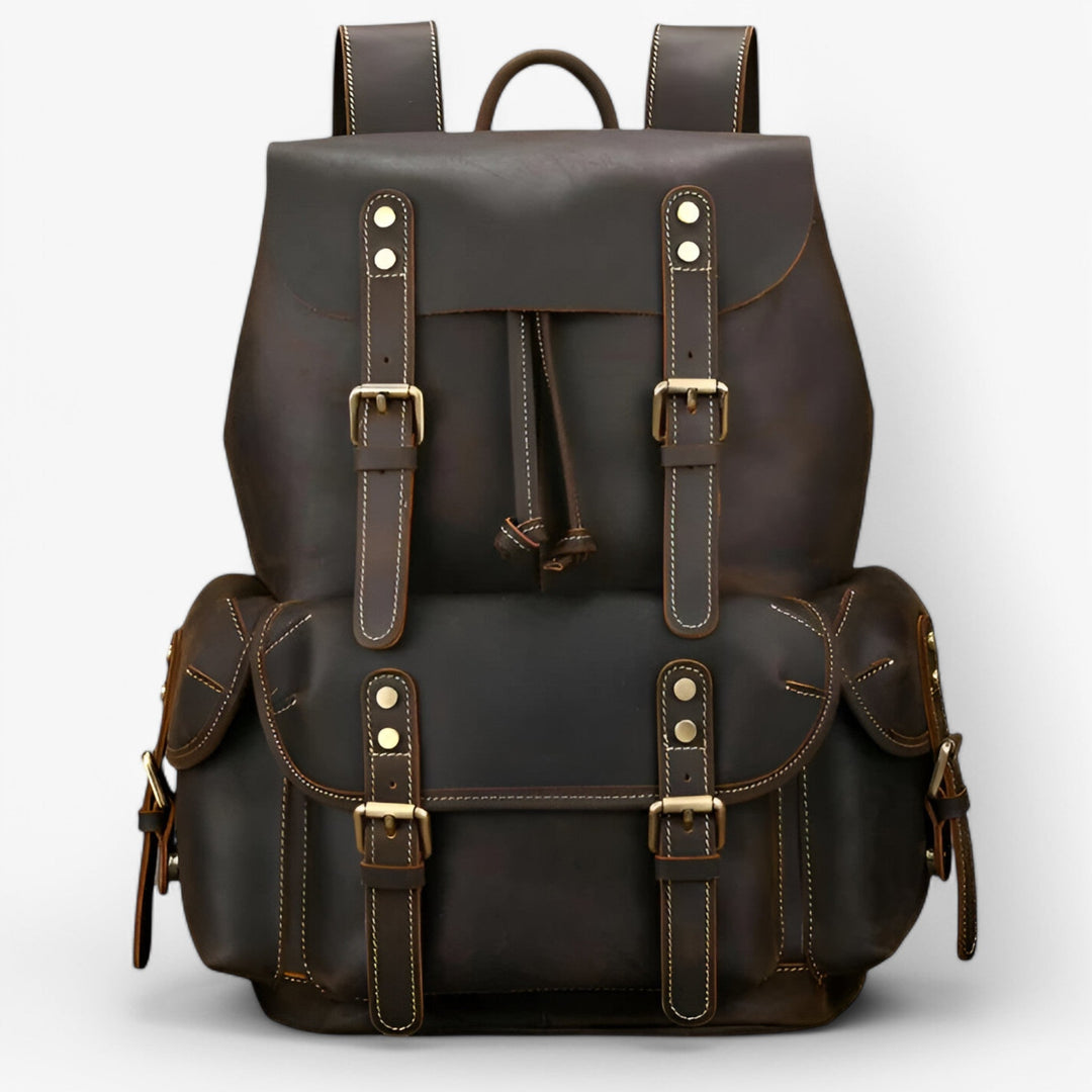 Zaino uomo marrone 46cm per viaggi e uso quotidiano, pratico ed elegante.