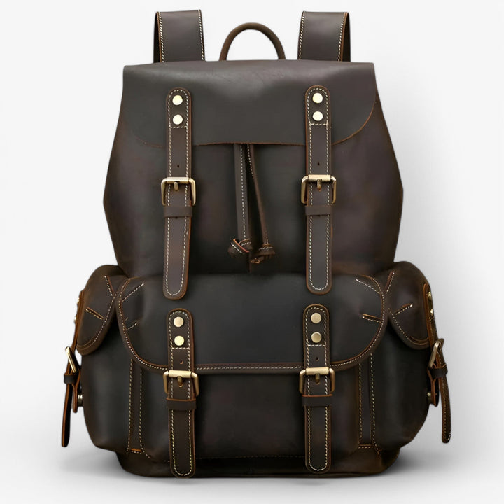 Zaino uomo marrone 46cm per viaggi e uso quotidiano, pratico ed elegante.