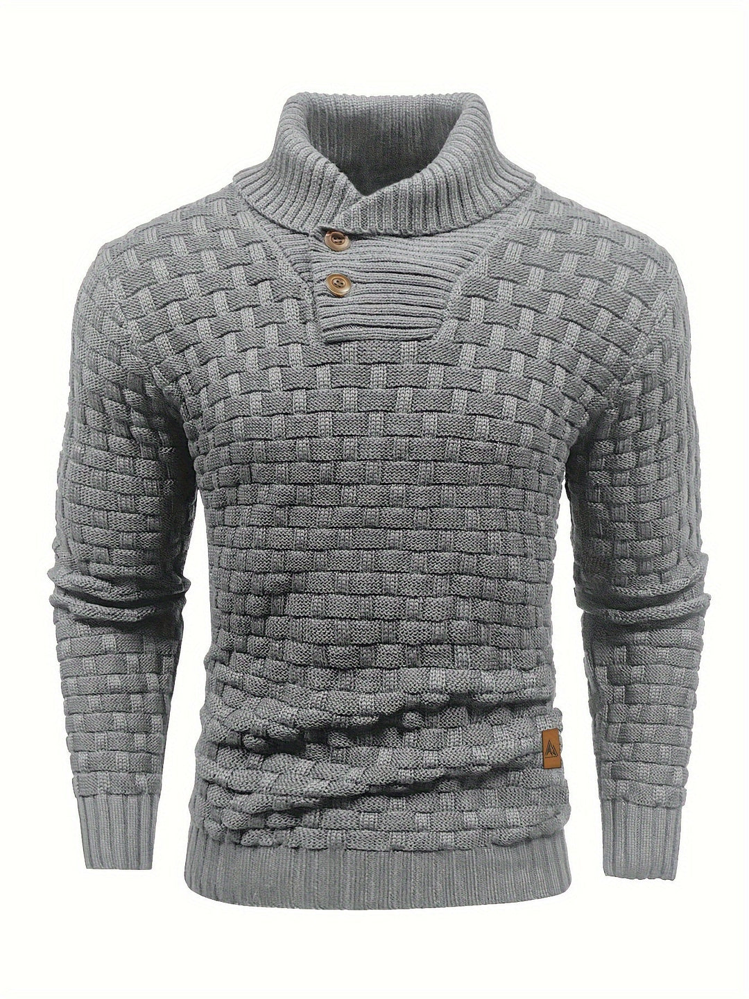 Maglia uomo con texture waffle e collo a sciarpa, ideale per il freddo invernale.