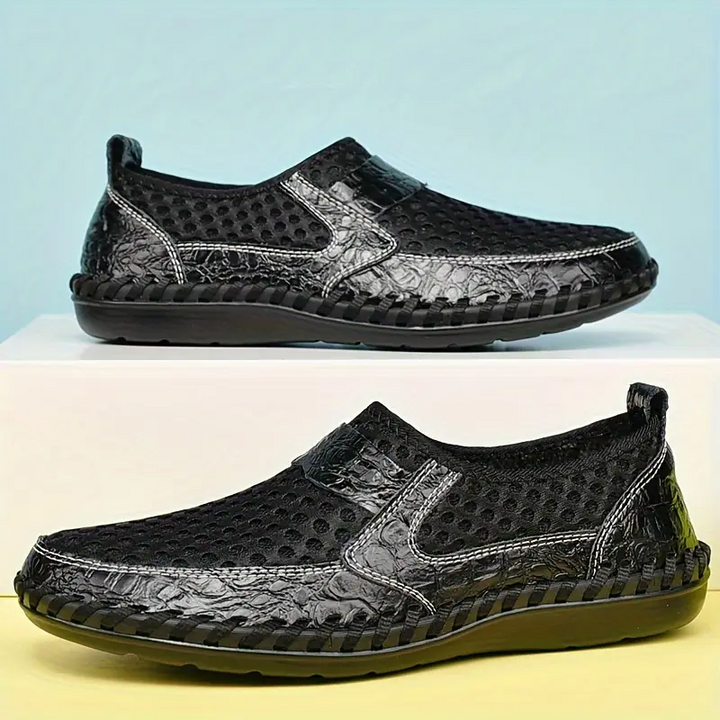 Scarpe uomo slip-on ammortizzate per passeggio, leggere, flessibili e con suola antiscivolo per sicurezza.