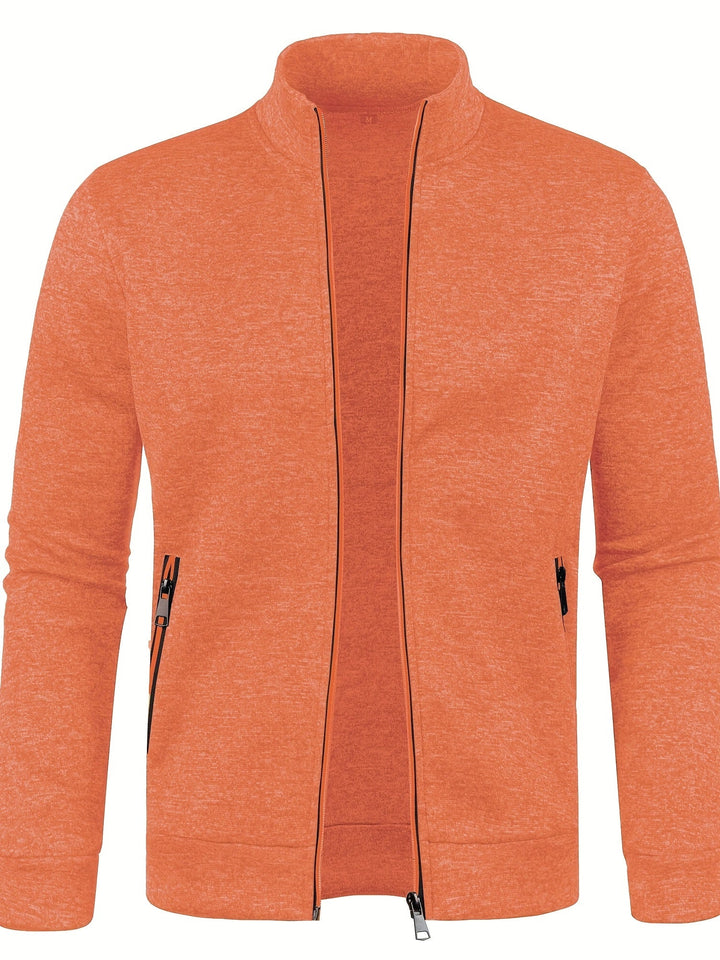 Cardigan da uomo in maglia calda con zip, capo essenziale, confortevole e alla moda.