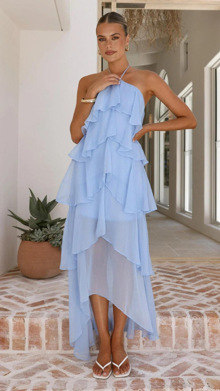 Vestito lungo donna con stampa floreale estiva, spalle scoperte. Per un look chic.