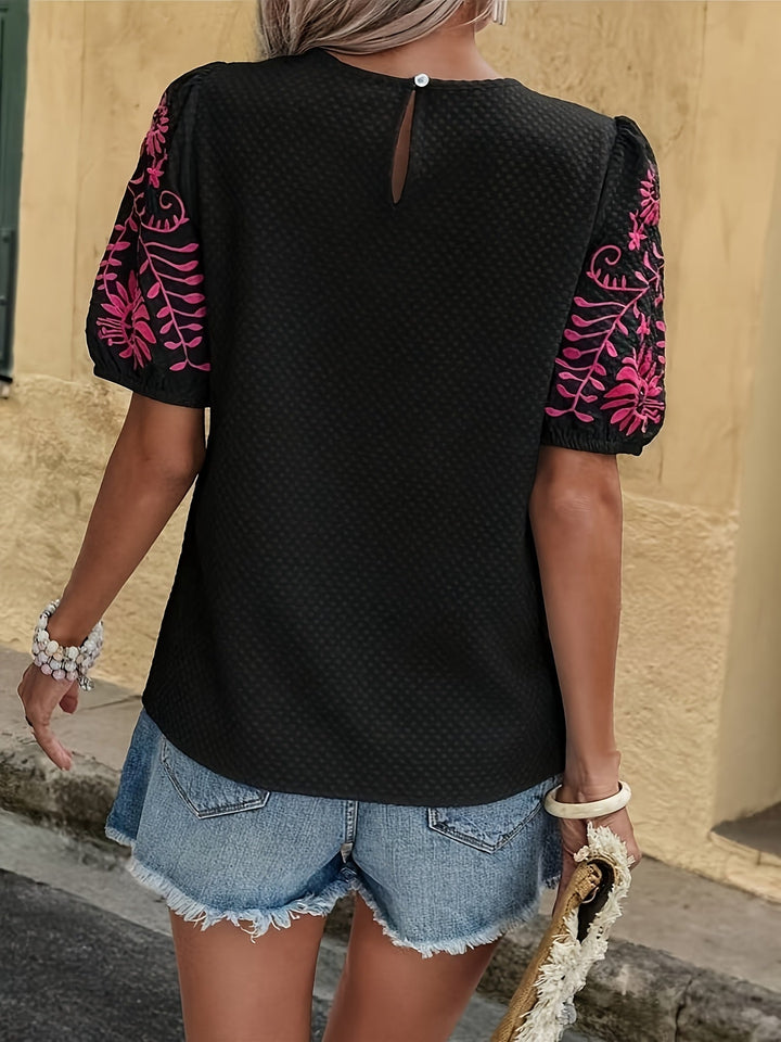 Blusa versatile donna, maniche a sbuffo, comoda e alla moda per il tuo guardaroba.