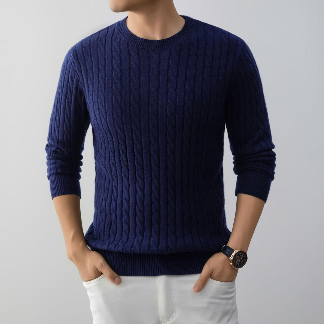 Maglione uomo casual elegante, oversize con motivo jacquard, perfetto per l'autunno.