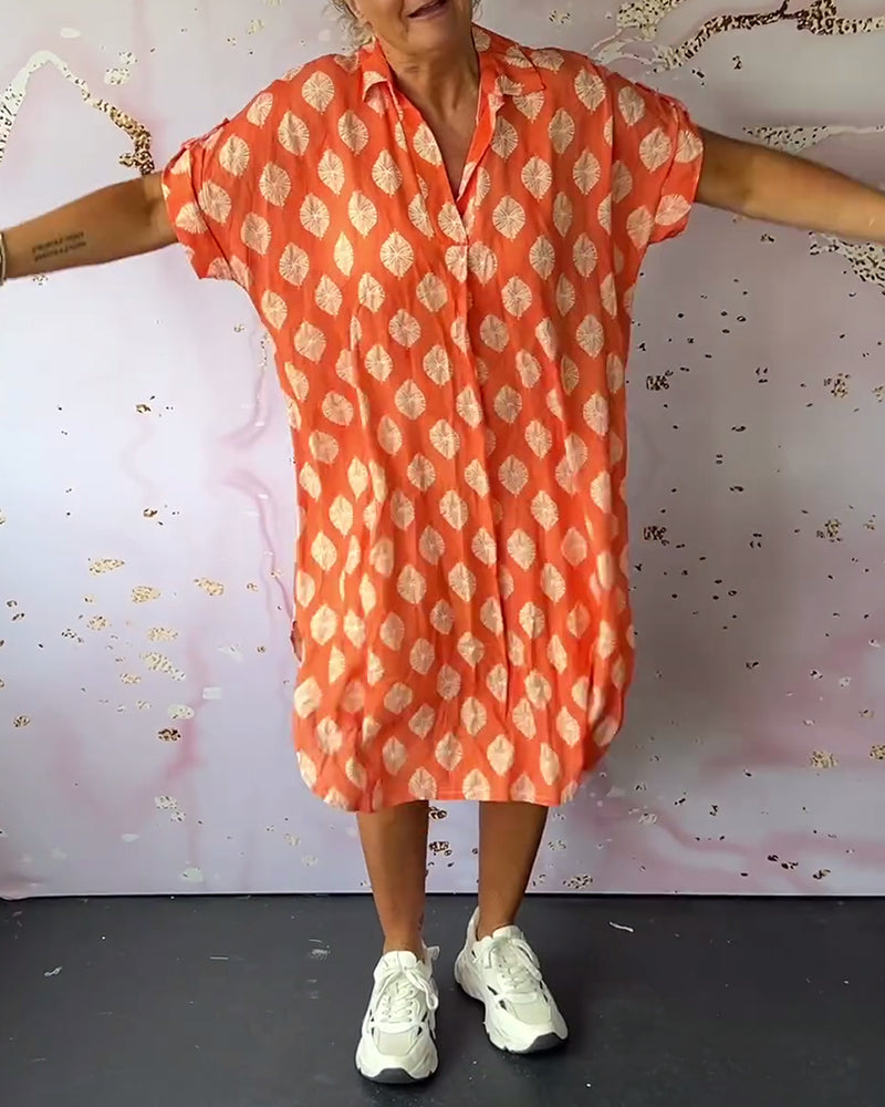 Elegante abito midi estivo donna con scollo a V, leggero e versatile. Anche in taglie forti, abbigliamento moda.