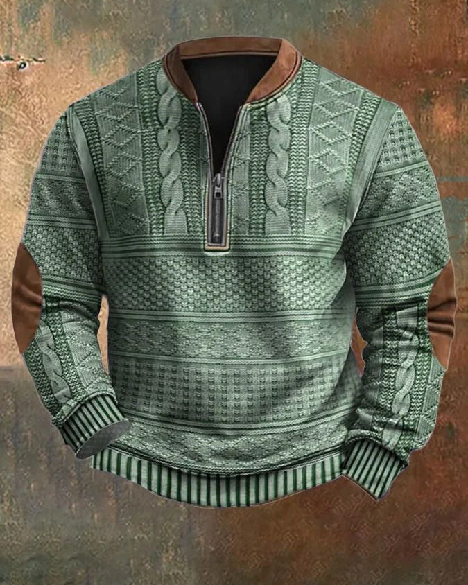 Indossa il maglione uomo slim fit a righe con cappuccio e mezza zip per un look casual chic autunnale.