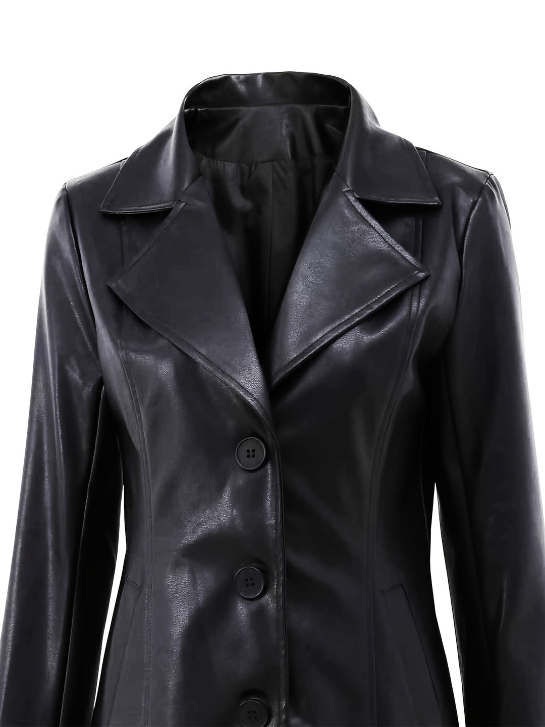 Cappotto midi nero da donna con revers, lunghezza ideale. Un capo elegante e versatile per ogni outfit.