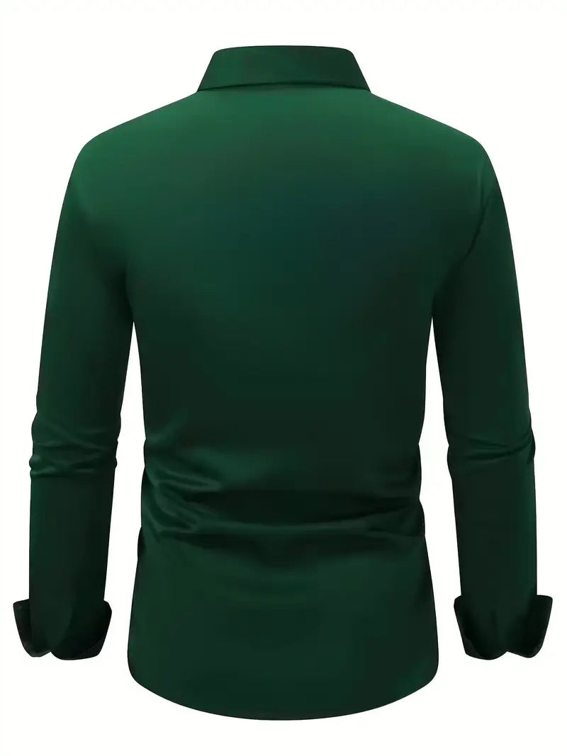 Camicia slim fit da uomo, manica lunga, elegante e moderna per l'ufficio e cene formali.