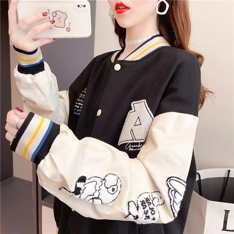 Giacca donna moda femminile, stampa cartoon, maniche lunghe. Stile casual e unico per la mezza stagione.