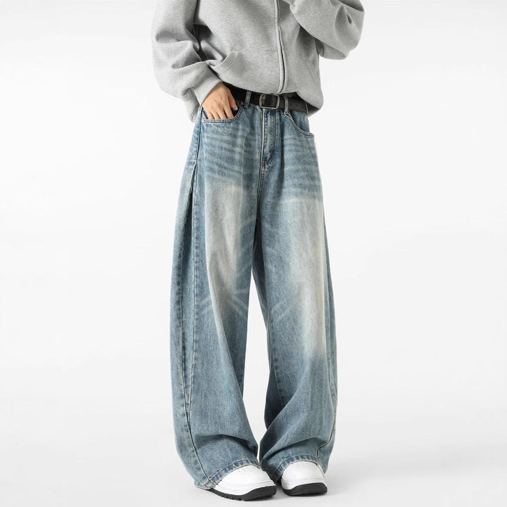 Jeans baggy azzurri da uomo, perfetti per uno stile casual senza sforzo e un comfort duraturo.