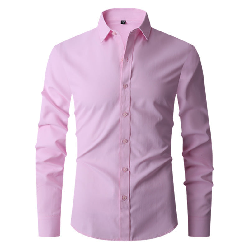 Dettaglio di tessuto e cuciture della camicia slim fit uomo, qualità e stile per ogni occasione.