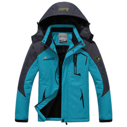 Giacca uomo sci impermeabile traspirante, ideale per sport invernali e avventure in montagna.