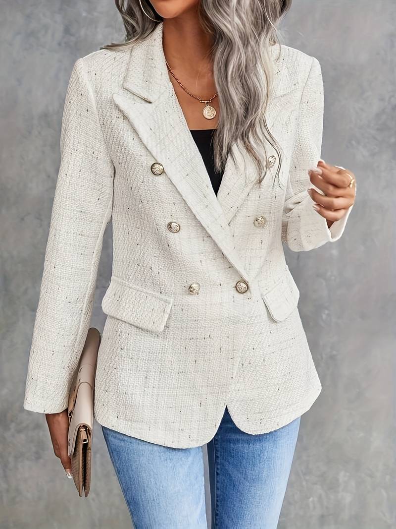 Blazer donna a maniche lunghe con colletto a revers, stile sofisticato. Giacca elegante per moda femminile, versatile chic.