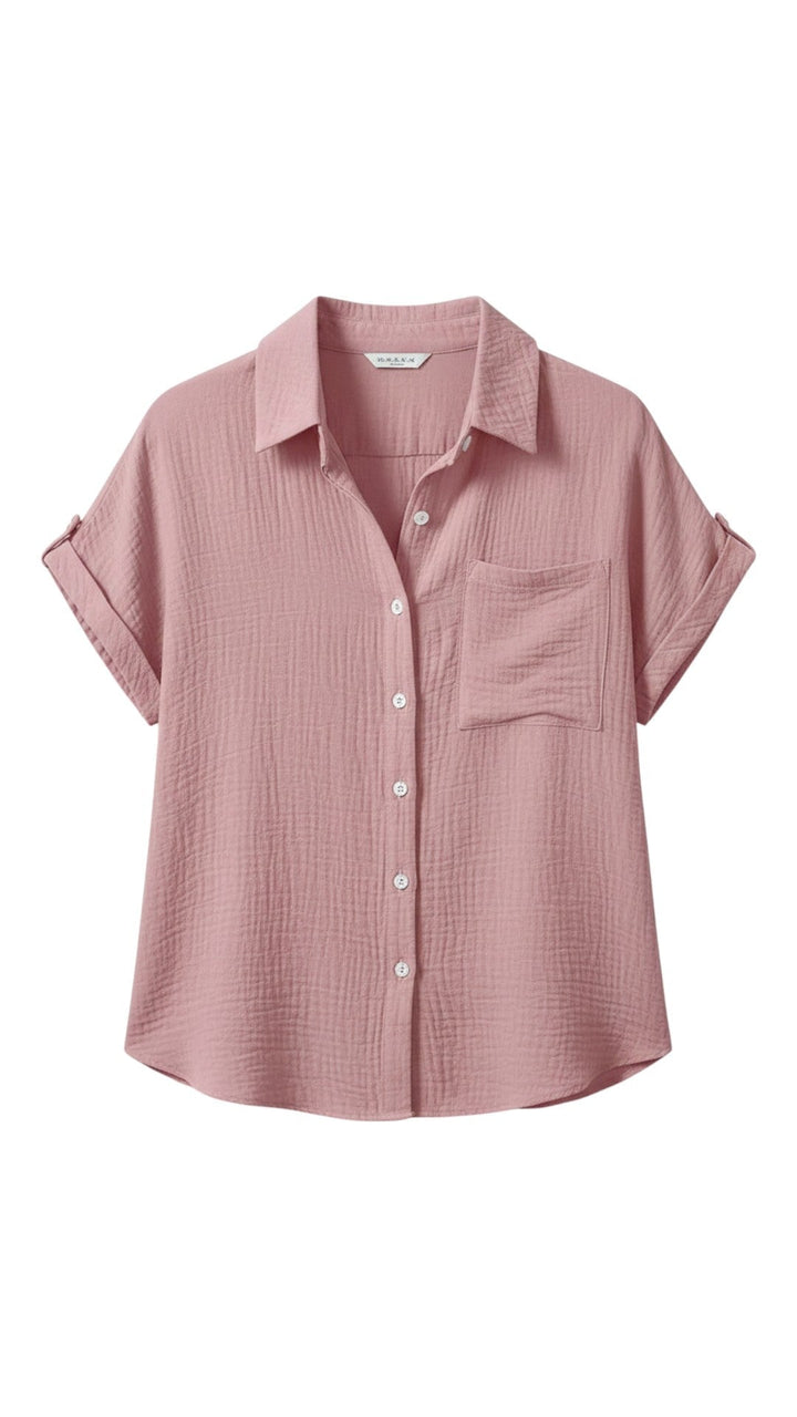 Camicetta donna versatile, maniche corte, bottoni. La blusa estiva ideale per un comfort chic.