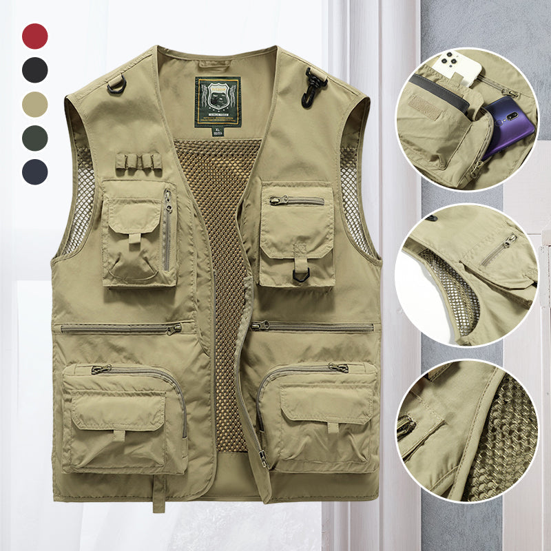 Gilet estivo uomo leggero e traspirante con multitasche, ideale per attività outdoor.