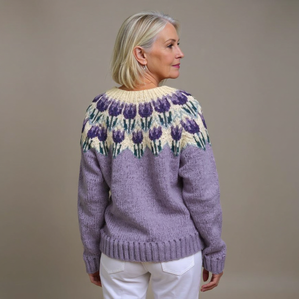Confortevole cardigan donna islandese scandinavo, caldo e classico, per moda femminile autunnale e invernale.