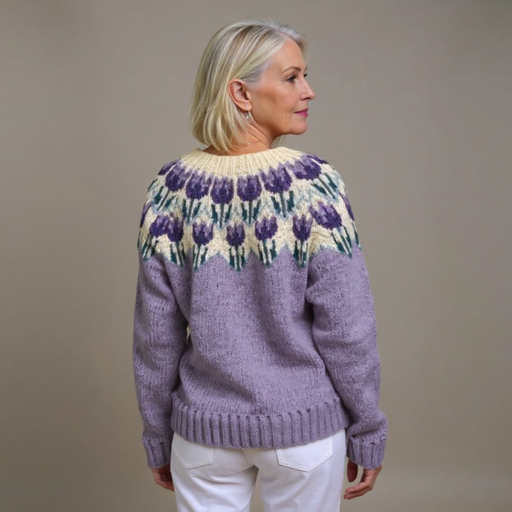 Confortevole cardigan donna islandese scandinavo, caldo e classico, per moda femminile autunnale e invernale.