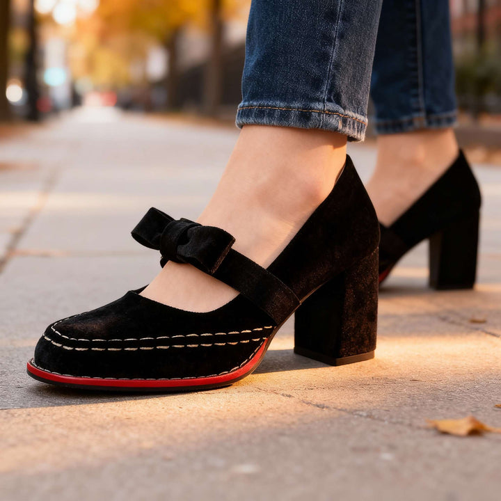 Mocassini rosa donna eleganti, calzature slip-on con comodo tacco a blocco, per primavera.