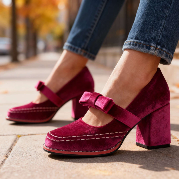 Mocassini verdi donna, scarpe eleganti con tacco a blocco, perfette per stile e comfort.
