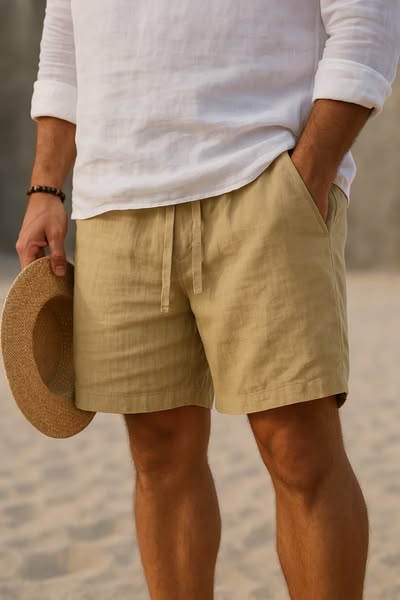 Pantaloncini leggeri da uomo, ideali per l'estate e il tempo libero. Design casual con coulisse e tasche.
