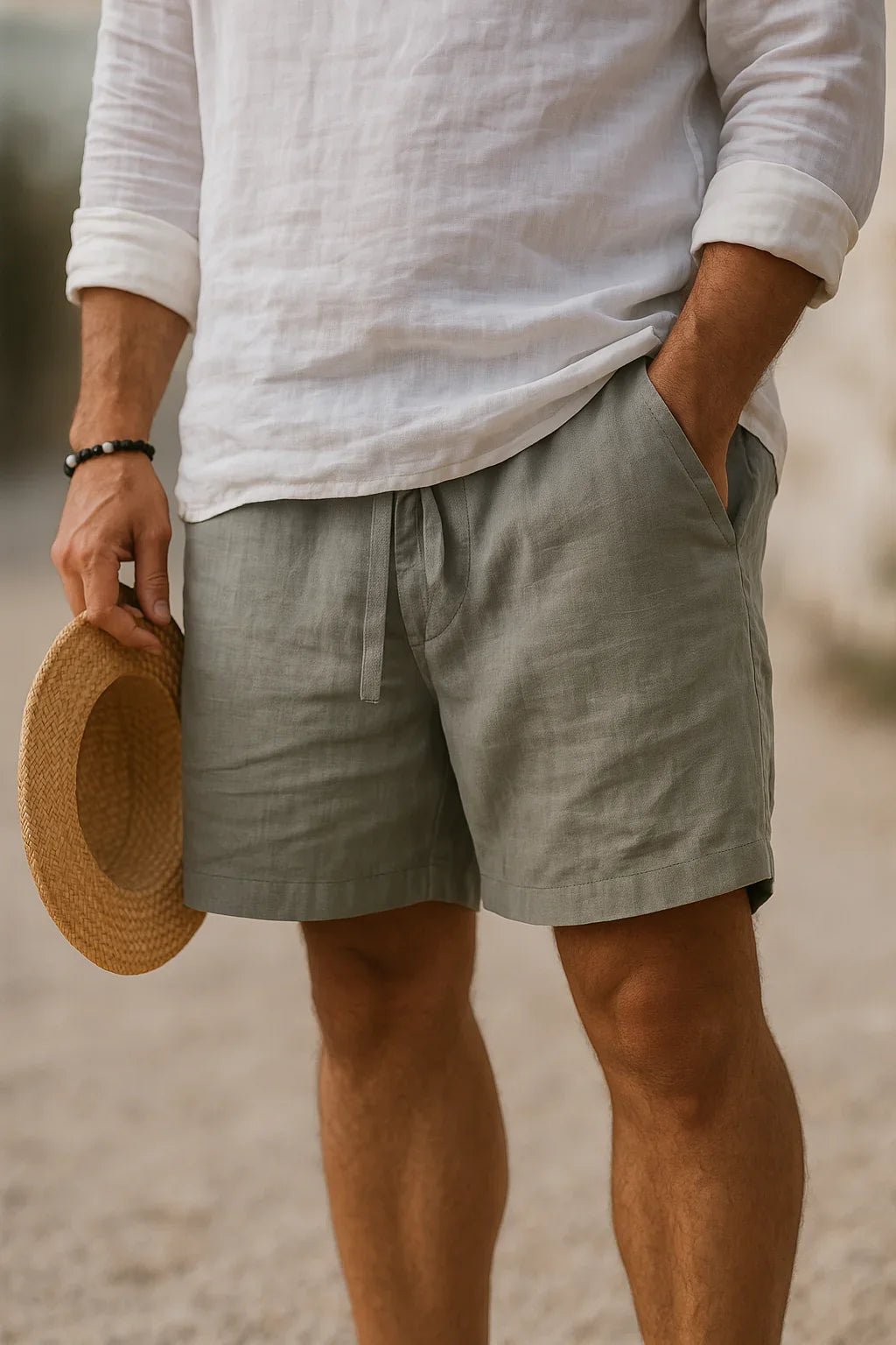 Pantaloncini uomo estivi, leggeri e confortevoli, con coulisse per un look casual e rilassato. Ideali per vacanze.