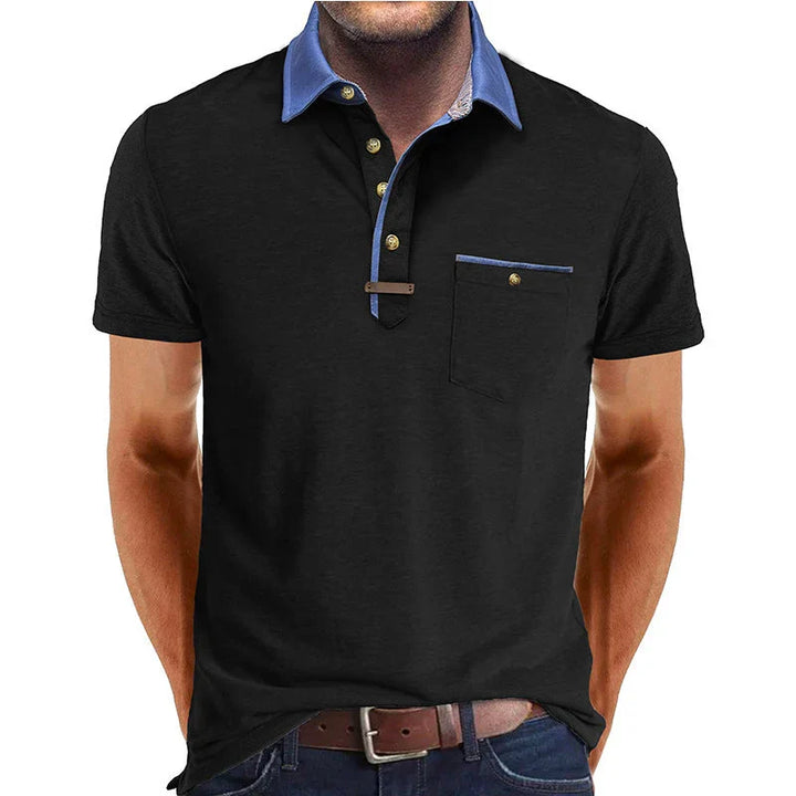 Polo donna con colletto a contrasto, taschino e bottoni dorati, un tocco di eleganza per il tuo stile.