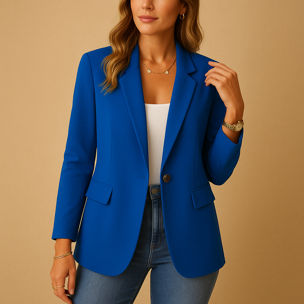 Blazer donna slim fit colore classico, giacca versatile per primavera e autunno. Eleganza e comfort.