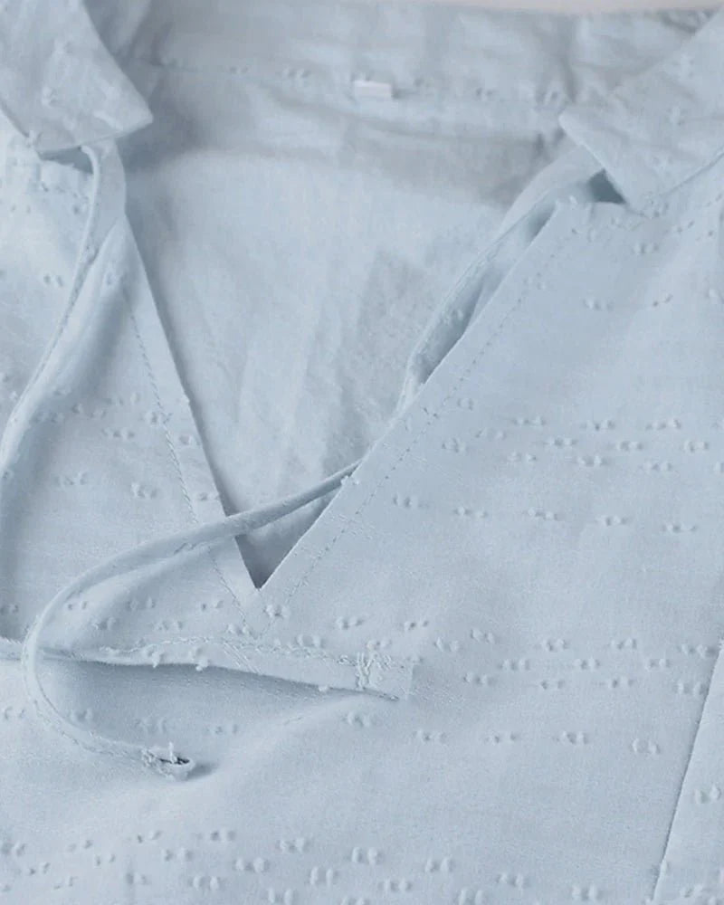Abito estivo tunica donna casual con cappuccio, scollo a V e maniche arrotolabili. Perfetto per la primavera-estate.