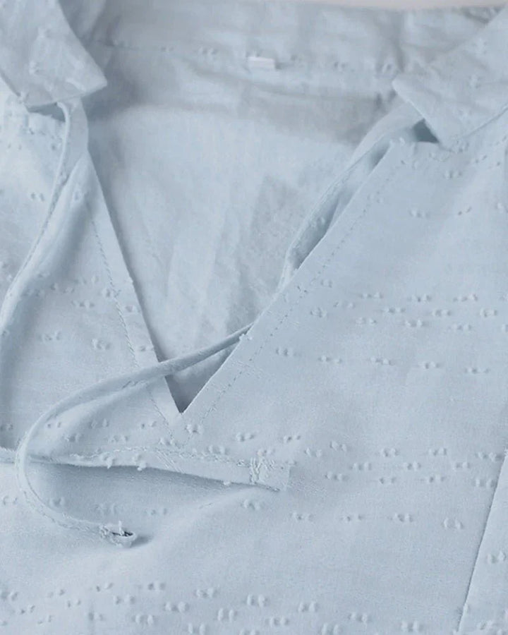 Abito estivo tunica donna casual con cappuccio, scollo a V e maniche arrotolabili. Perfetto per la primavera-estate.