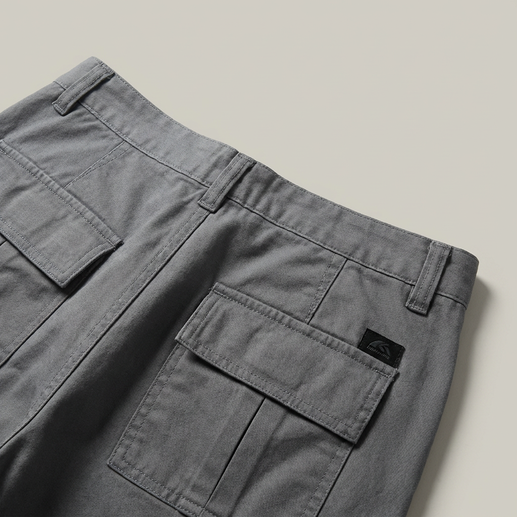 Uomo indossa pantaloncini cargo casual, comodi e con vestibilità rilassata. Ideali per l'estate e sport.