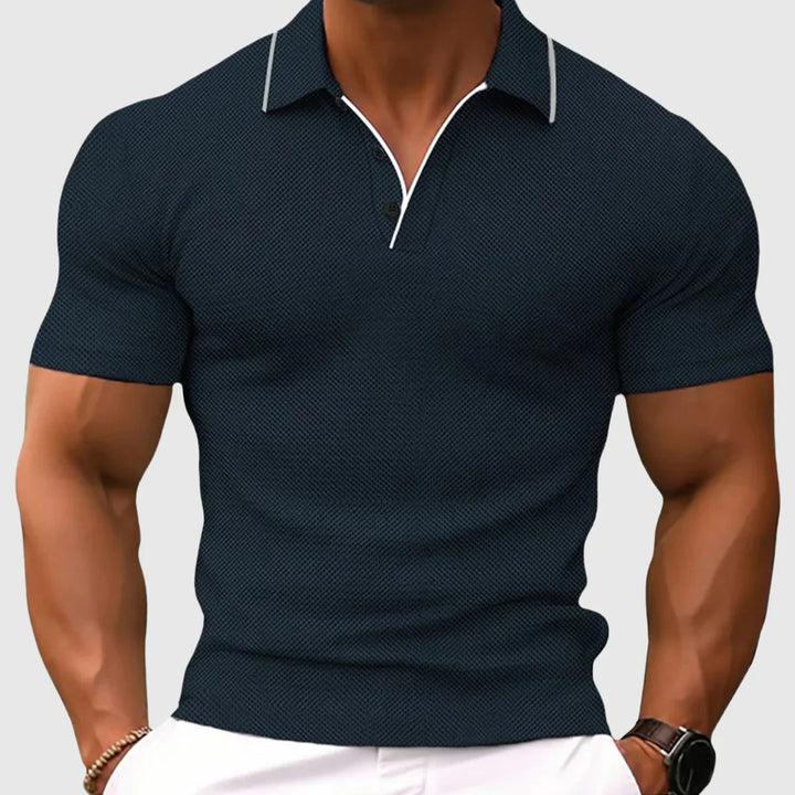 Polo da uomo in maglia sottile, maniche corte, traspirante e leggera per l'estate.