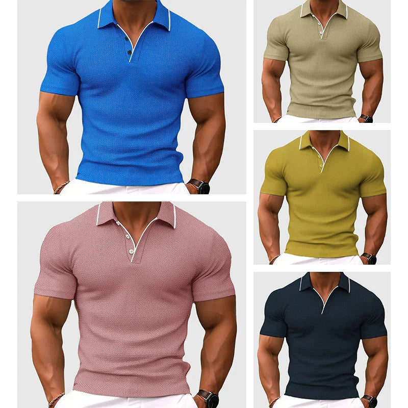 Polo uomo maniche corte, in maglia. Versatile per outfit estivi, casual o smart-casual.