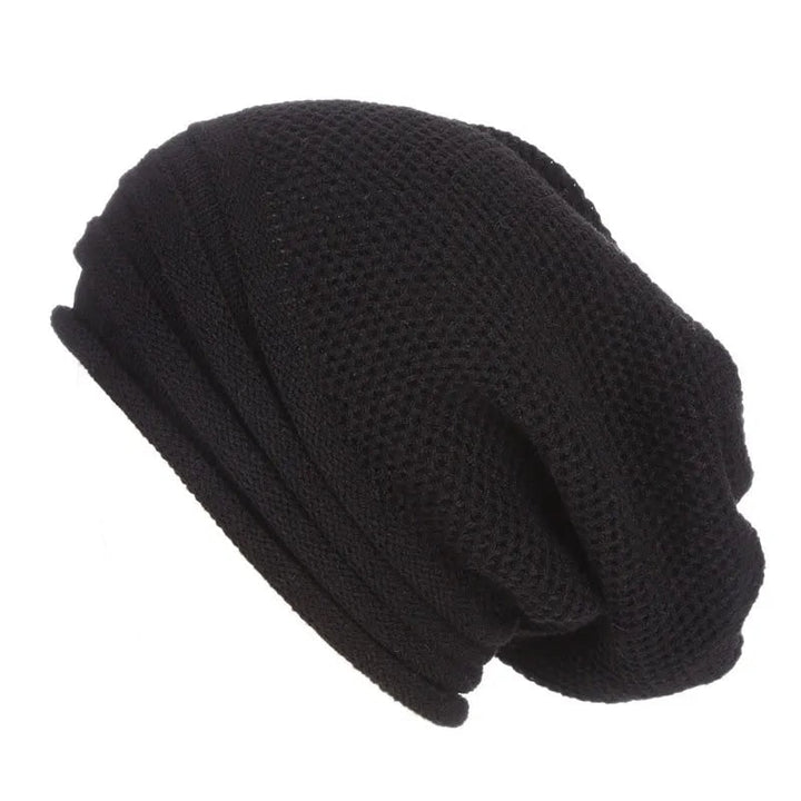 Cappello beanie slouchy da ragazza grigio chiaro con trama a nido d'ape, perfetto per l'inverno e lo stile casual.