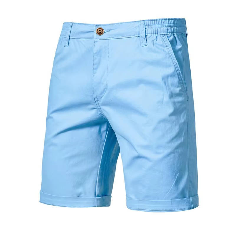 Pantaloncini uomo con tasche laterali e chiusura a bottone, ideali per comfort e stile casual estivo.