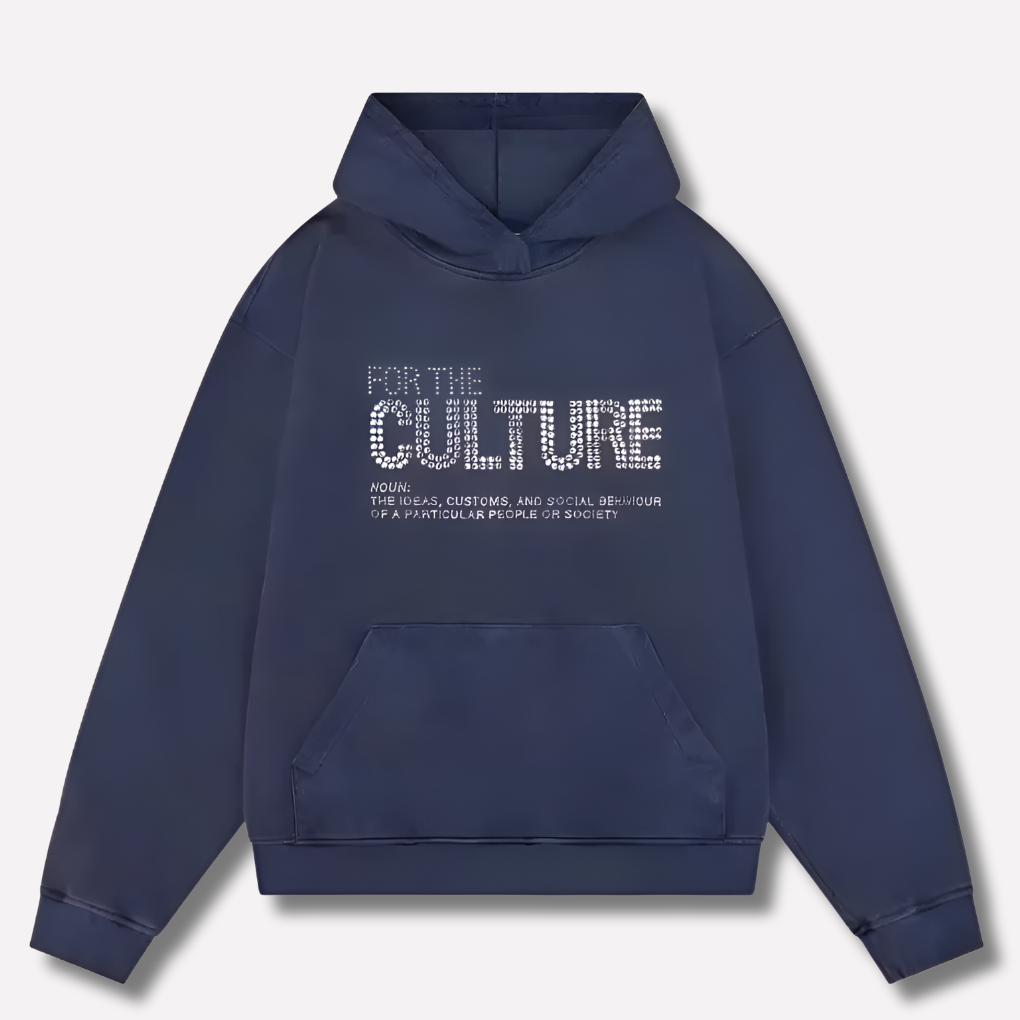 Felpa con cappuccio grafica da uomo blu navy, casual e confortevole, con tasca a marsupio. Stile streetwear.