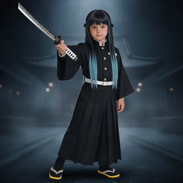 Costume cosplay anime unisex con colletto alto per Halloween e feste, ideale per adulti e bambini.