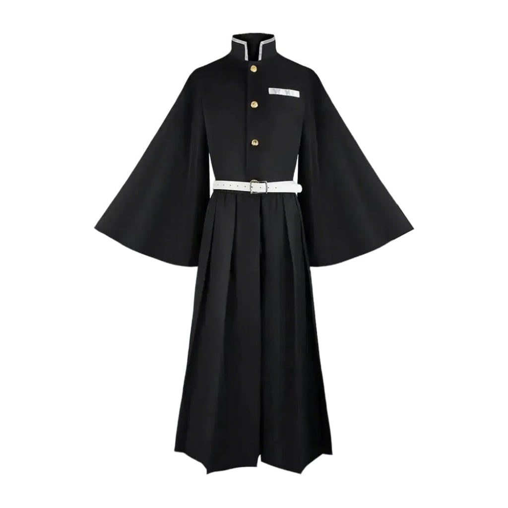 Dettaglio colletto alto di un costume cosplay anime unisex, ideale per Halloween, feste ed eventi.