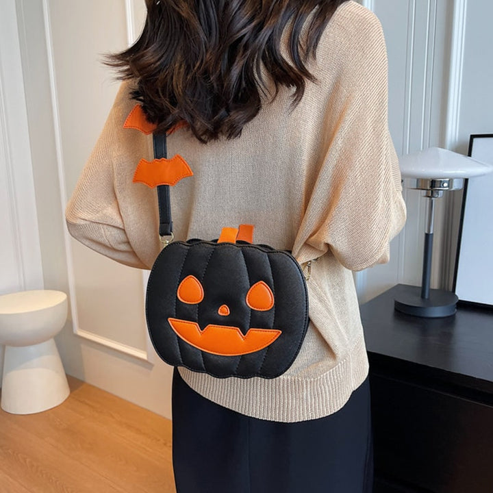 Borsa a tracolla versatile da donna, perfetta per Halloween con zucca e pipistrelli per cellulare.