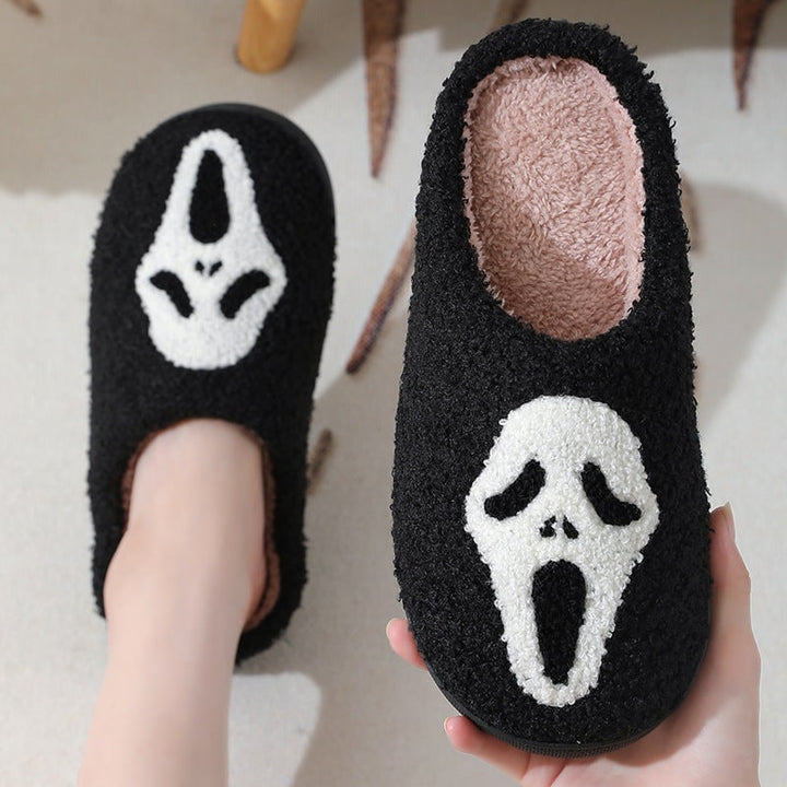 Ciabatte Halloween unisex a forma di fantasma, super morbide e calde per il comfort domestico autunnale.
