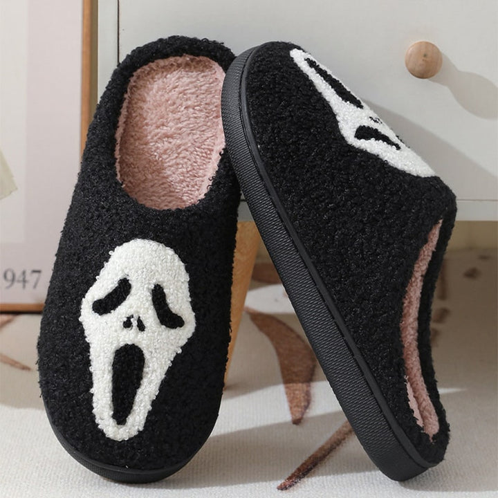 Pantofole mostro Halloween unisex in peluche, con suola antiscivolo e supporto per l'arco plantare.
