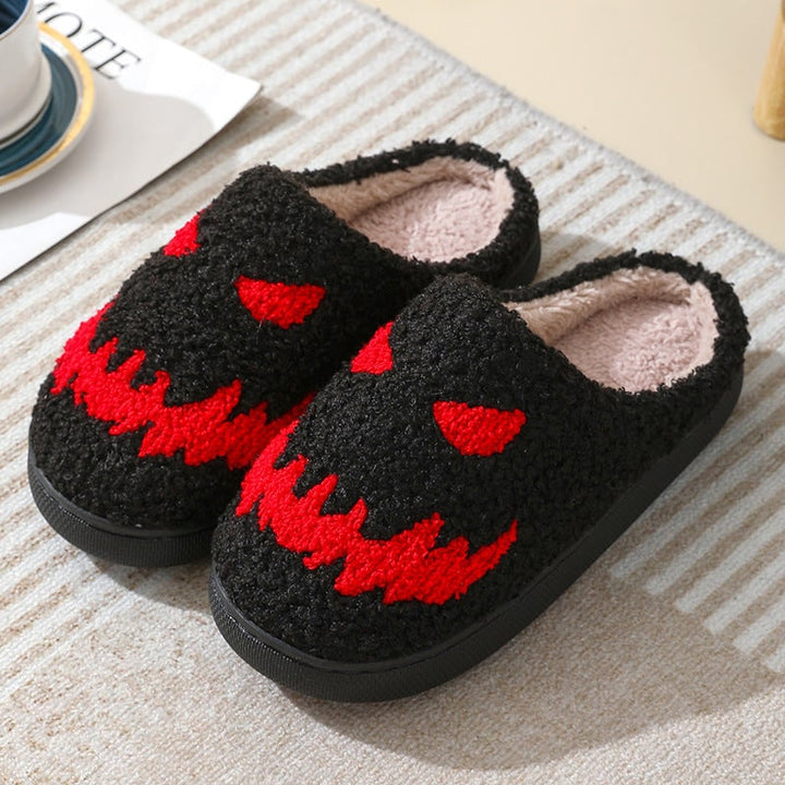 Pantofole Halloween unisex in peluche, morbide, calde, con supporto arco e suola antiscivolo per la casa.