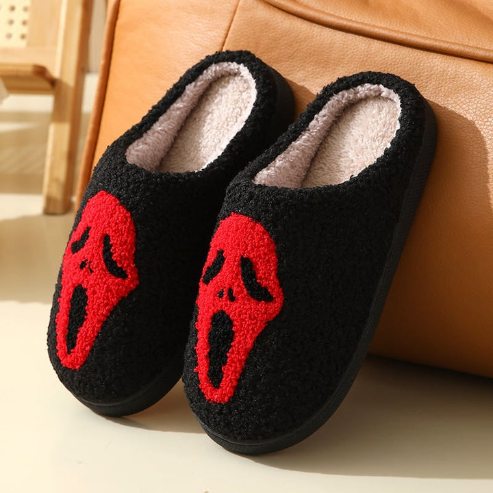 Pantofole moda Halloween unisex, design festivo mostro/fantasma, in peluche morbido, comfort e antiscivolo.