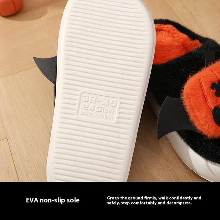 Pantofole uomo Halloween con zucca arancione, platform antiscivolo, perfette per l'autunno in casa.